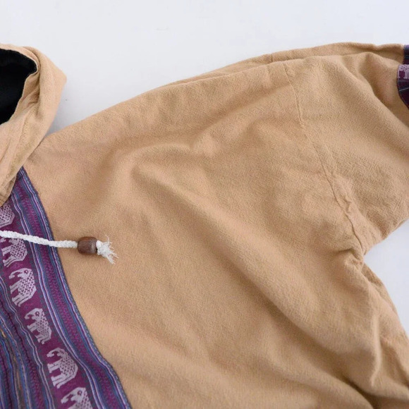 Vintage 90's Handmade Tan & Purple Aztec & Elephant Reversible  Zip Up Jacket M - Picture 11 of 15